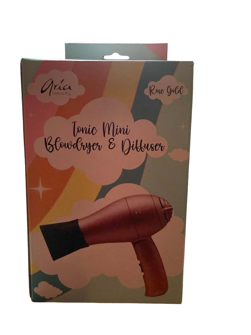 Aria Beauty Tonic Mini Travel Compact Folding Blowdryer & Diffuser Rose Gold NIB